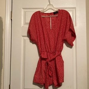 Vici spring scene red and white romper